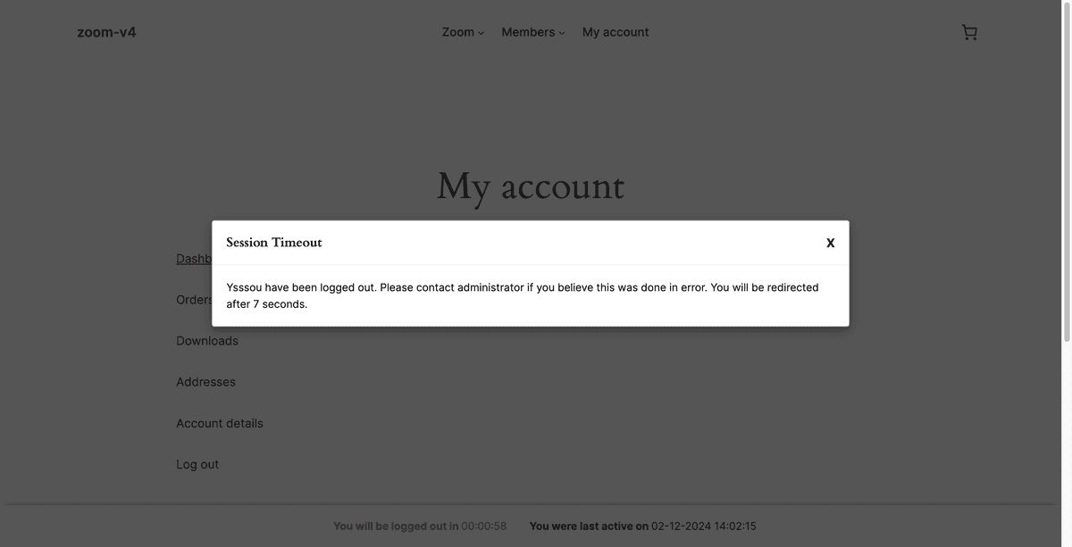 When an admin force logs out a user from backend. Message like below will be shown to the user.