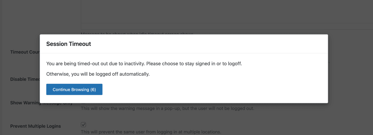 Counter before the Idle Logout